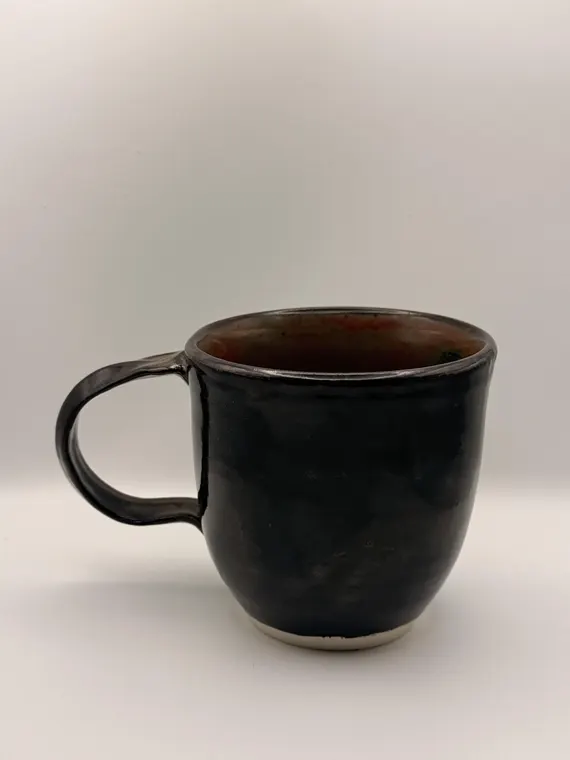 Brown Mug with Red Interior by Jo Handmade