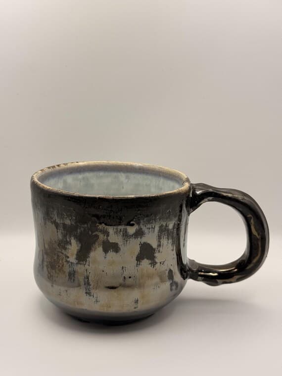 Iridescent Grey Mug with Light Blue Interior by Jo Handmade