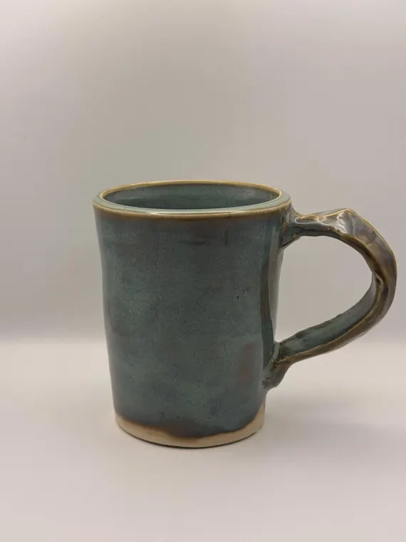 Handmade Blue-Green Mug with Pink Undertones by Jo Handmade